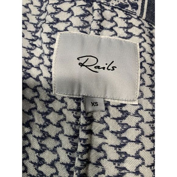 rails womens blue white v neck long sleeve sweater top xs - Picture 3 of 5